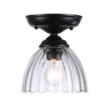 Golden 6952-SF7 BLK-CLR - Golden Lighting Audra 1-light 7in Semi-Flush Mount in Matte Black